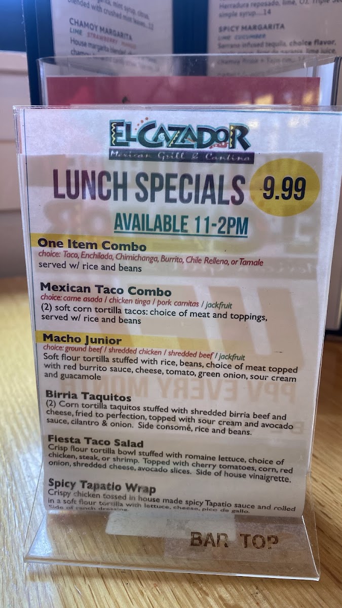 Menu El Cazador Mexican Grill & Cantina-10